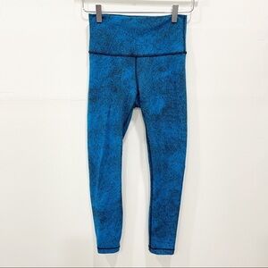 Lululemon High Time Pants Legging Luon Spray Jacquard Shocking Blue Black Size 6